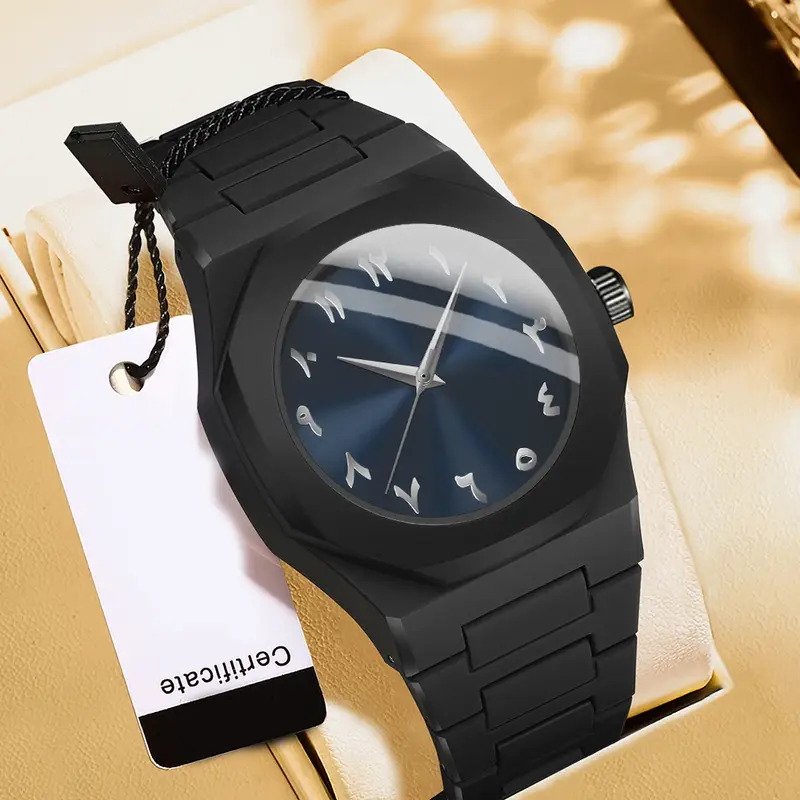 POEDAGAR Luxury Watch - Elegant Black Dial with Luminous Hands, Quartz Movement, Stainless Steel