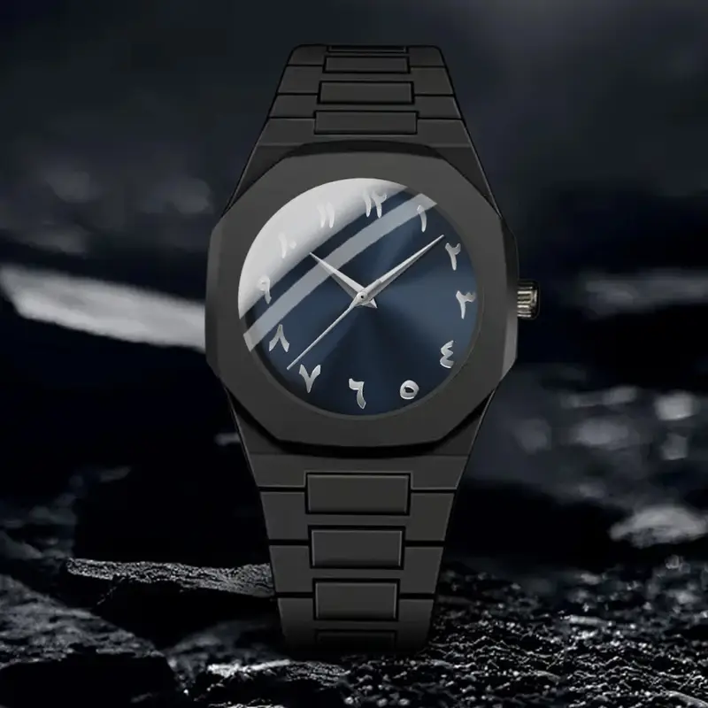 POEDAGAR Luxury Watch - Elegant Black Dial with Luminous Hands, Quartz Movement, Stainless Steel