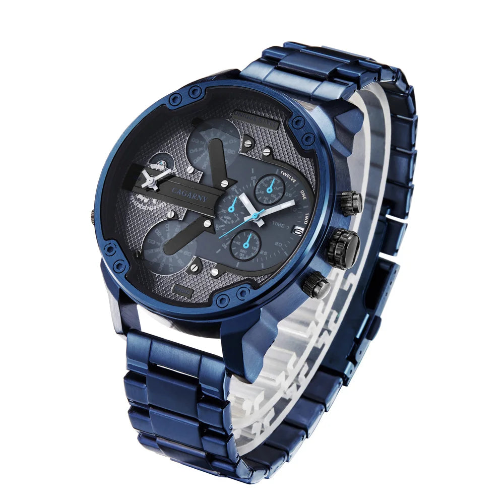 Zeezaz Dual-Time Steel Watch – Premium Blue Edition Stainless steel