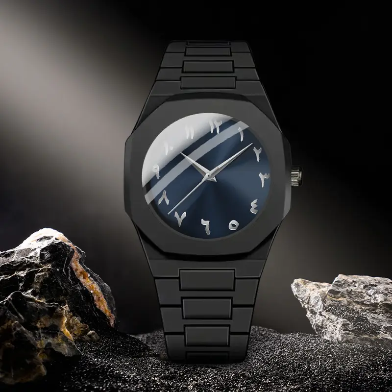 POEDAGAR Luxury Watch - Elegant Black Dial with Luminous Hands, Quartz Movement, Stainless Steel