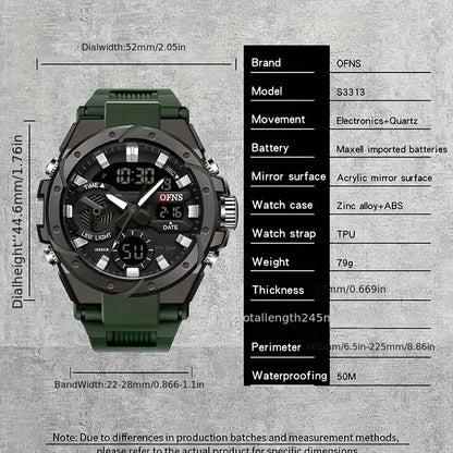 Dual Display Tactical Sports Watch – Army Green