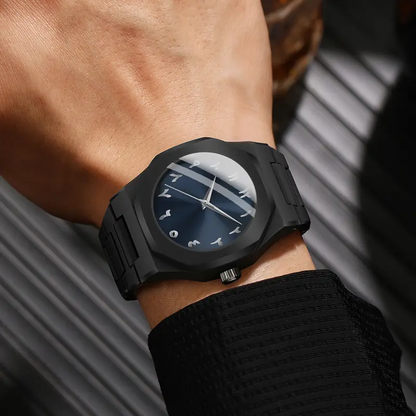 POEDAGAR Luxury Watch - Elegant Black Dial with Luminous Hands, Quartz Movement, Stainless Steel