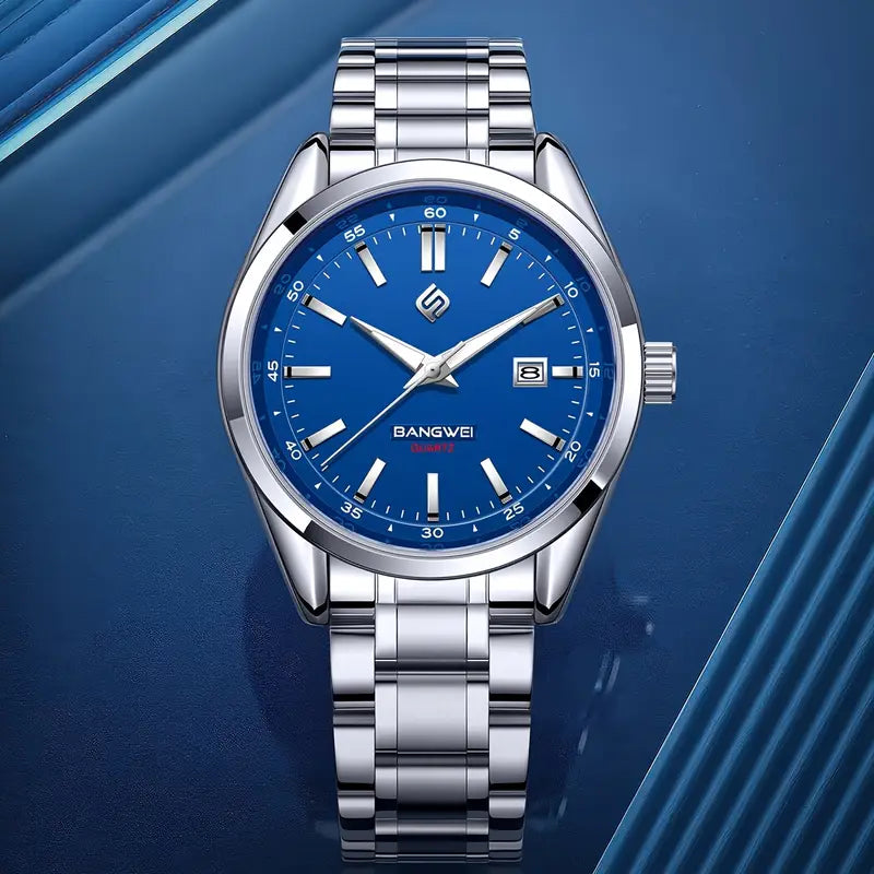 Bangwei Stainless Steel Men’s Watch-Blue Edition