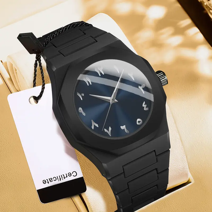 POEDAGAR Luxury Watch - Elegant Black Dial with Luminous Hands, Quartz Movement, Stainless Steel