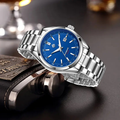 Bangwei Stainless Steel Men’s Watch-Blue Edition