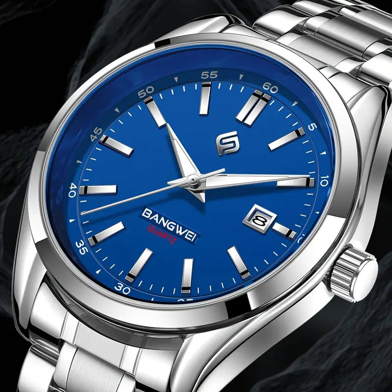 Bangwei Stainless Steel Men’s Watch-Blue Edition