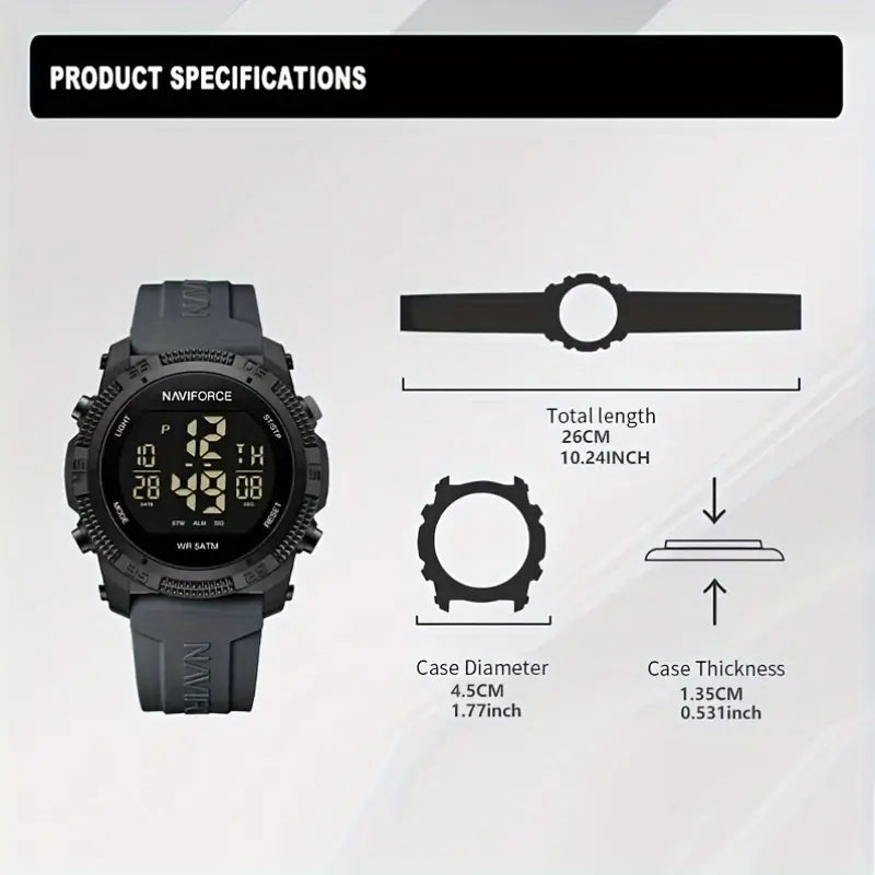 NAVIFORCE Tactical Digital Sports Watch – Black
