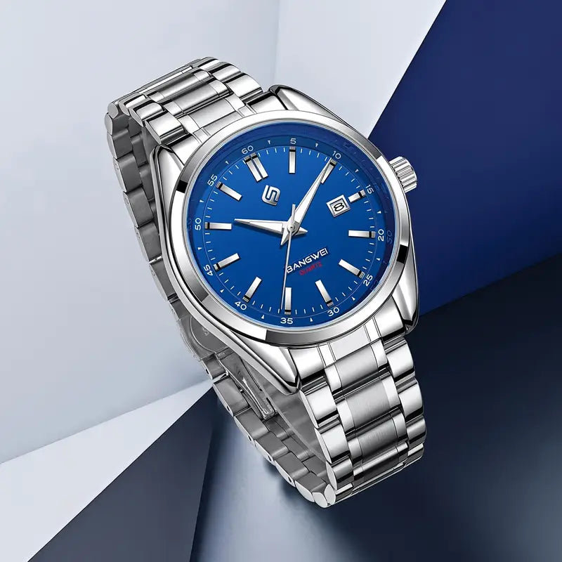 Bangwei Stainless Steel Men’s Watch-Blue Edition