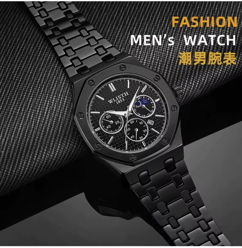 ZeeZaz - Luxury Couple Watch Set – Black Steel Edition