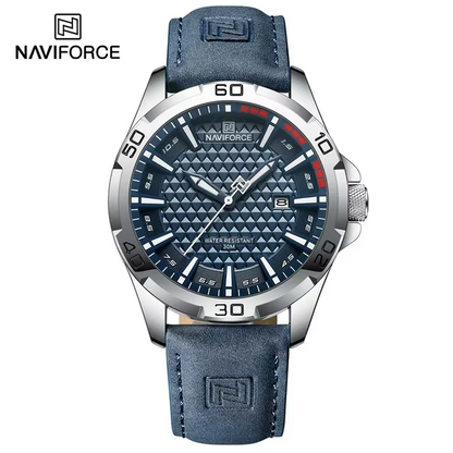 NAVIFORCE Fashion Men's Luminous Quartz Wrist Watches Waterproof Leather Strap Motorcycle Quartz Watch for Men