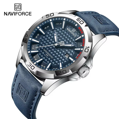 NAVIFORCE Fashion Men's Luminous Quartz Wrist Watches Waterproof Leather Strap Motorcycle Quartz Watch for Men