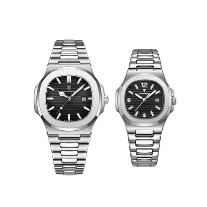 Zeezaz- Couple Luxury Stainless Steel Watch Set
