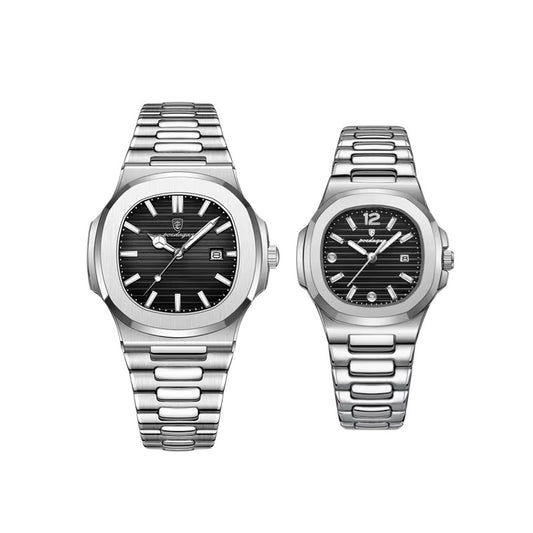 Zeezaz- Couple Luxury Stainless Steel Watch Set