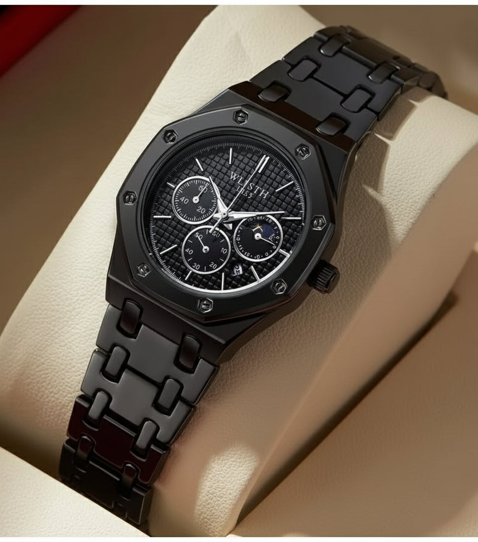 ZeeZaz - Luxury Couple Watch Set – Black Steel Edition