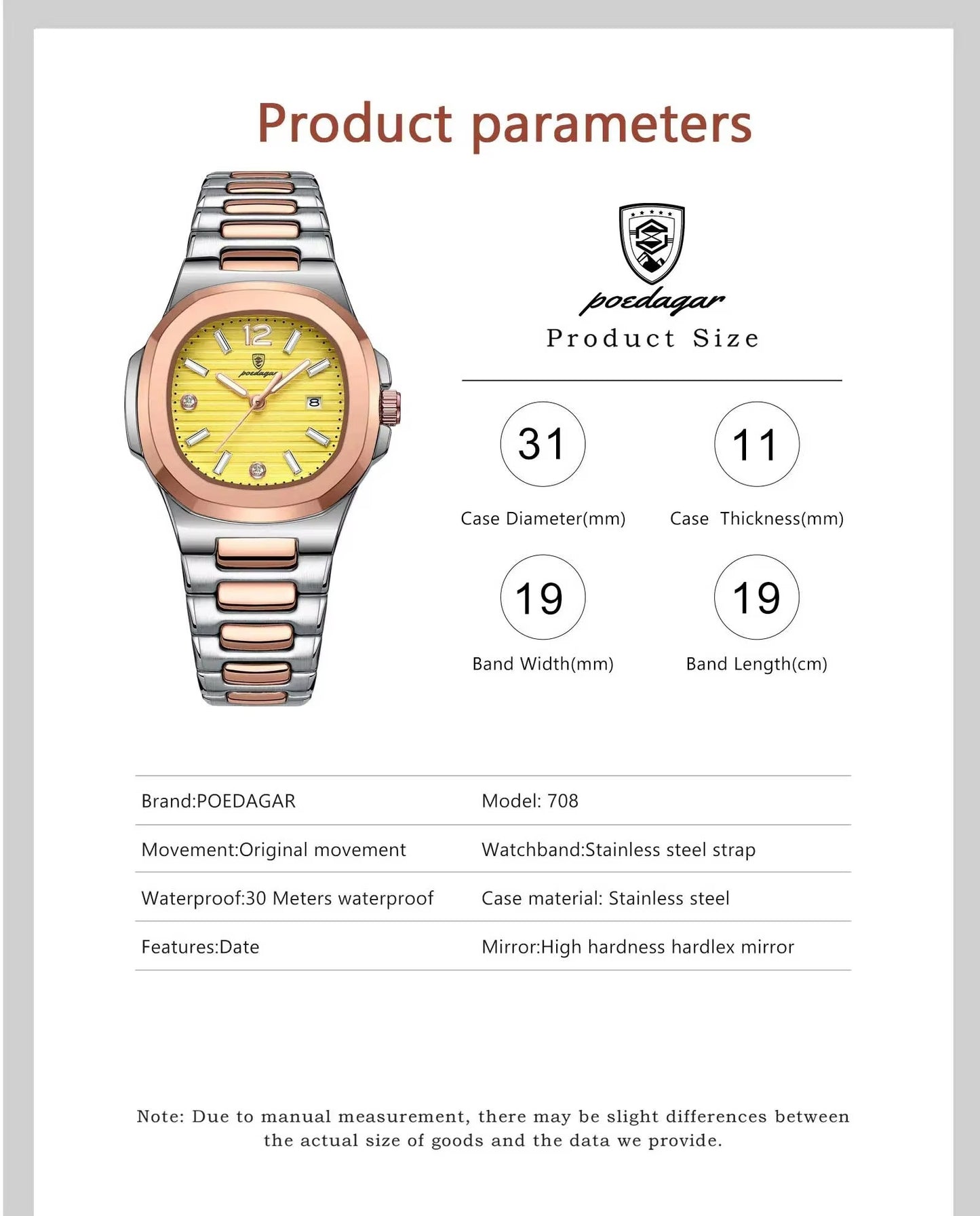 ZeeZaz -Elegant Women’s Stainless Steel Watch – Golden Dial Luxury Edition