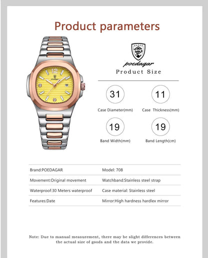 ZeeZaz -Elegant Women’s Stainless Steel Watch – Golden Dial Luxury Edition