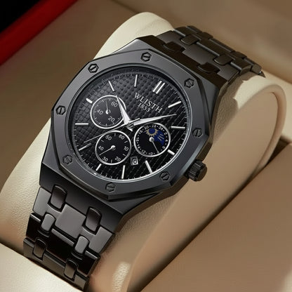 ZeeZaz - Luxury Couple Watch Set – Black Steel Edition