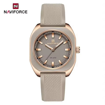 ZeeZaz - Luxury Women’s Silicone Strap Watch – Rose Gold & Beige Edition