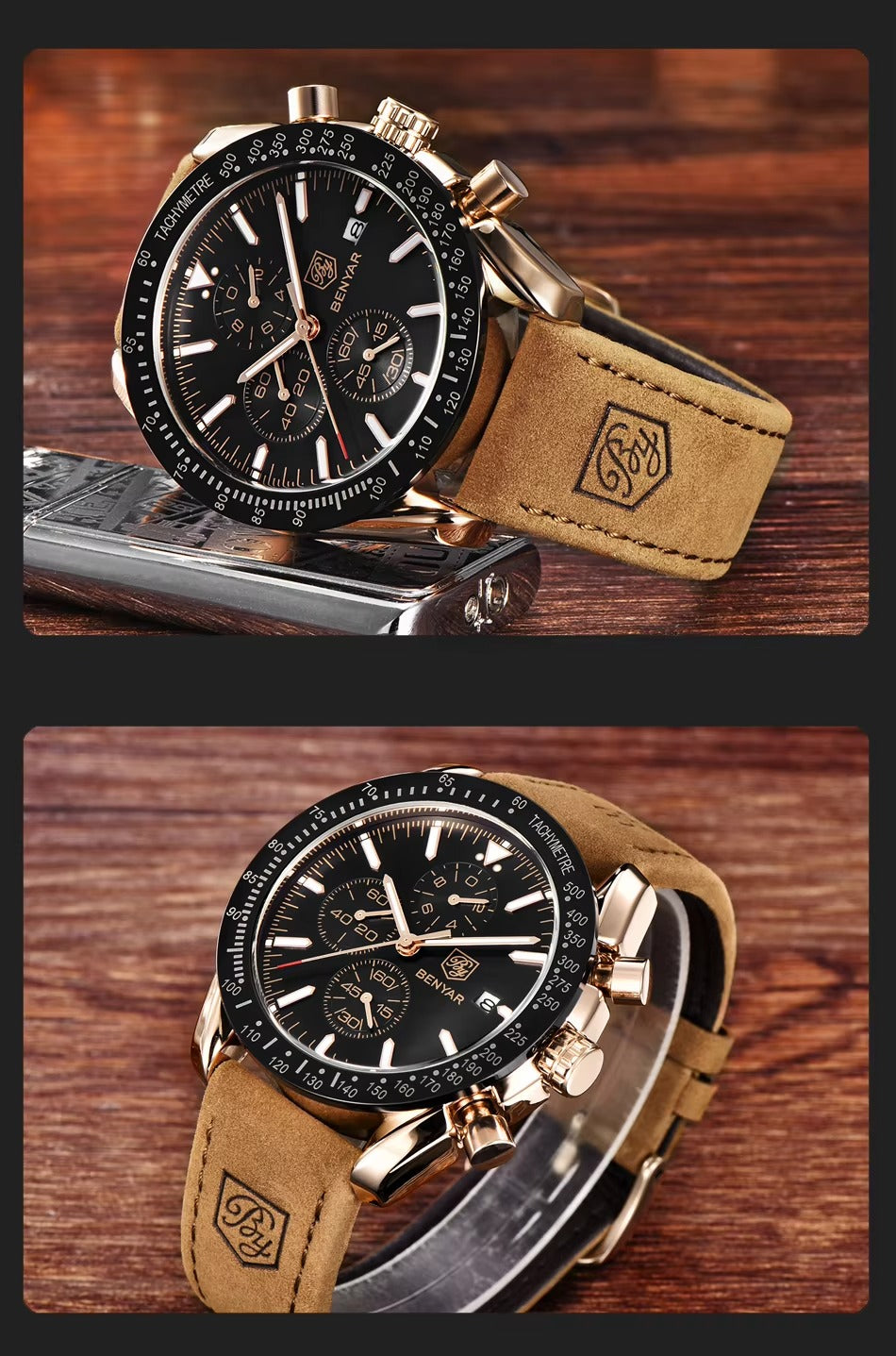 BENYAR Luxury Chronograph – Blue & Rose Gold Edition