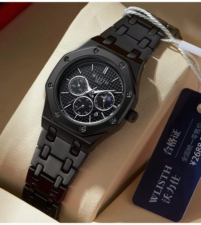 ZeeZaz - Luxury Couple Watch Set – Black Steel Edition