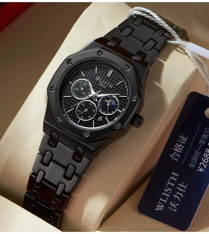 ZeeZaz - Luxury Couple Watch Set – Black Steel Edition