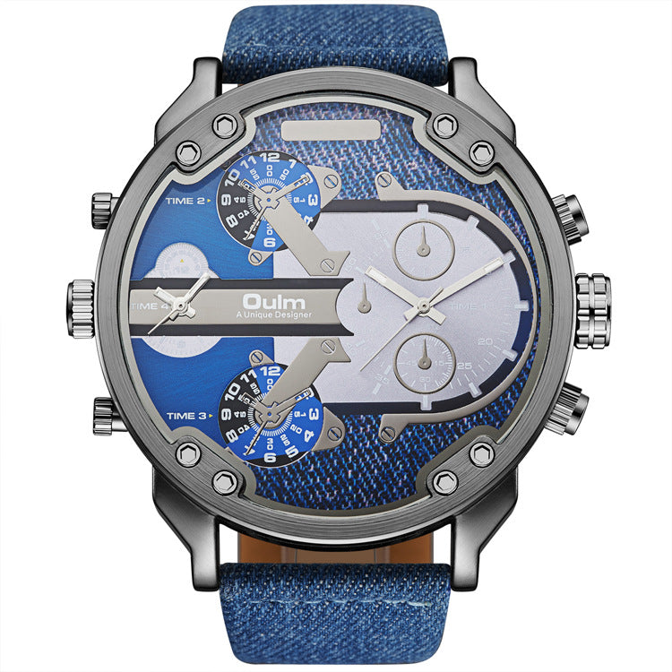 ZeeZaz Oulm Multi-Time Zone Denim Edition Men’s Watch