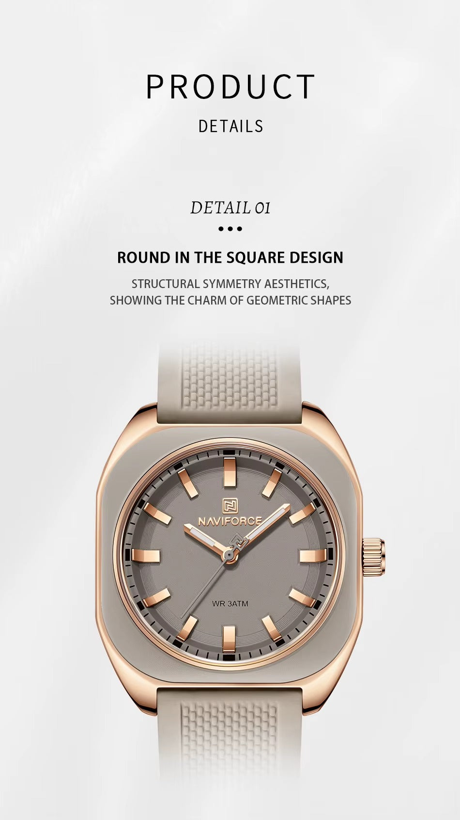 ZeeZaz - Luxury Women’s Silicone Strap Watch – Rose Gold & Beige Edition