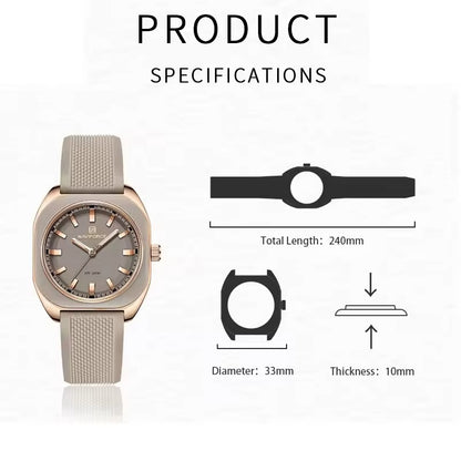 ZeeZaz - Luxury Women’s Silicone Strap Watch – Rose Gold & Beige Edition