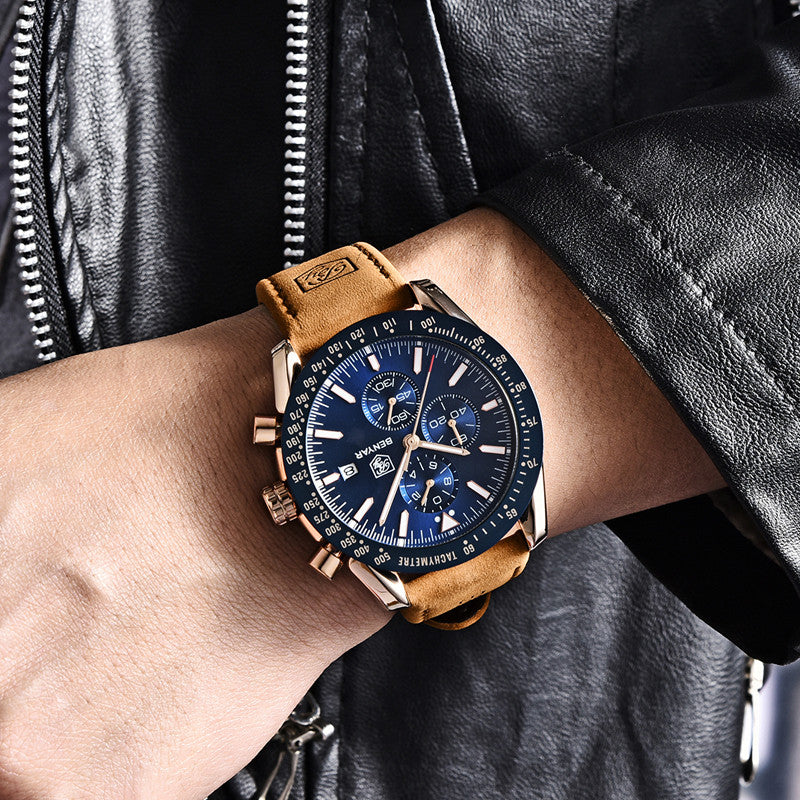 BENYAR Luxury Chronograph – Blue & Rose Gold Edition
