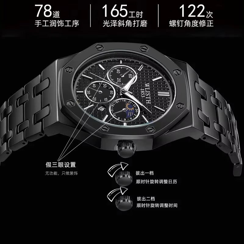 ZeeZaz - Luxury Couple Watch Set – Black Steel Edition