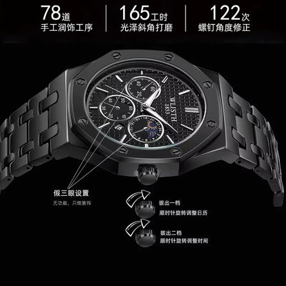 ZeeZaz - Luxury Couple Watch Set – Black Steel Edition