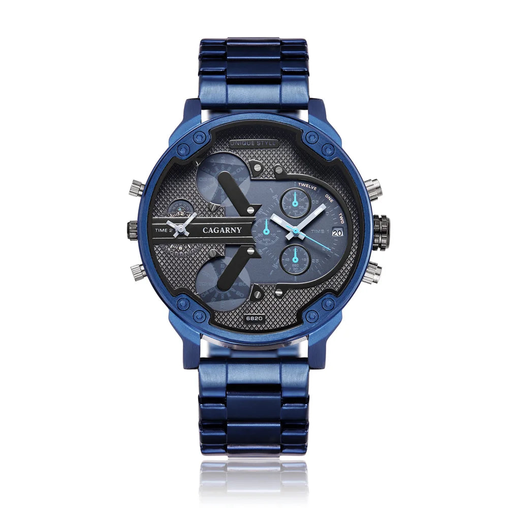 Zeezaz Dual-Time Steel Watch – Premium Blue Edition Stainless steel