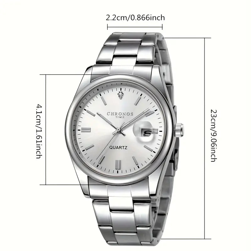 Classic Stainless Steel Quartz Watch-Blue Dial