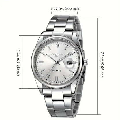 Classic Stainless Steel Quartz Watch-Blue Dial