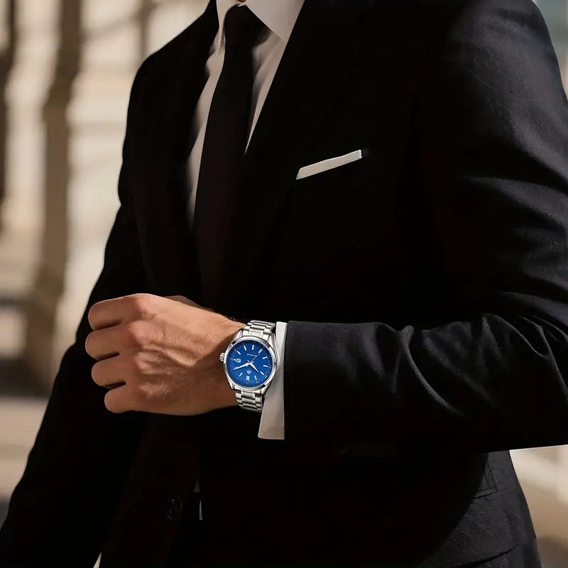 Bangwei Stainless Steel Men’s Watch-Blue Edition