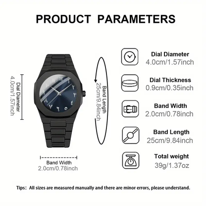 POEDAGAR Luxury Watch - Elegant Black Dial with Luminous Hands, Quartz Movement, Stainless Steel